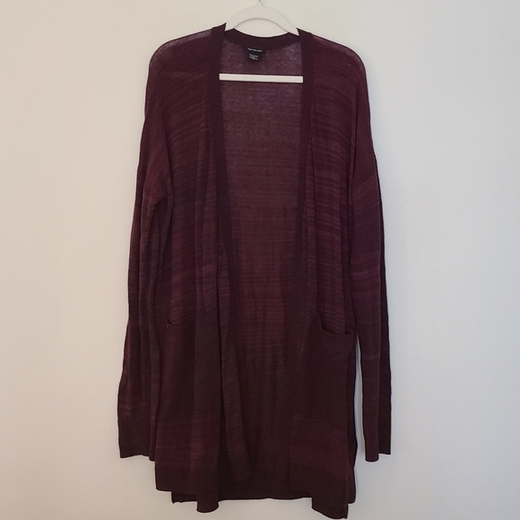 Calvin Klein Long Line Maroon Open Face Cardigan Sweater - Picture 1 of 5